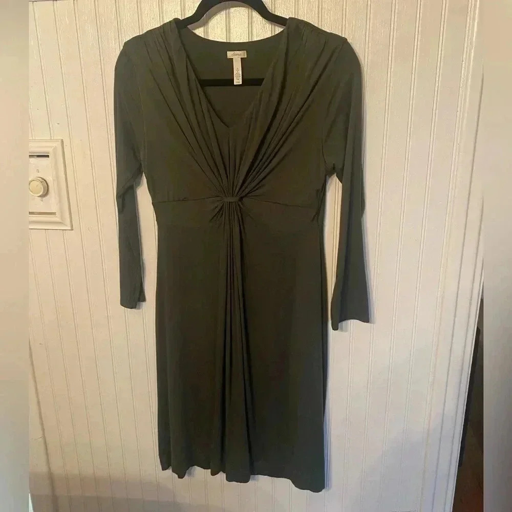 Nwot Soma V-neck front twist dress dark olive